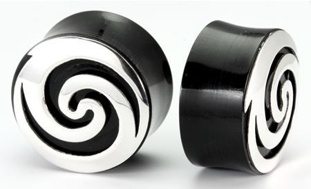 SILVER Spiral Plug Horn Organic Ear Jewelry - Price Per 1