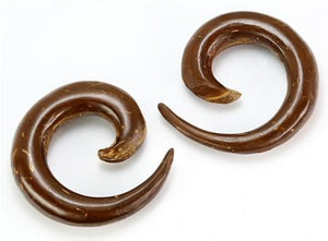 Coconut Shell Wood Sprial Hanger Earrings Organic Body Jewelry - Price Per 1