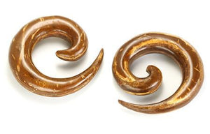Coconut Shell Wood Sprial Hanger Earrings Organic Body Jewelry - Price Per 1