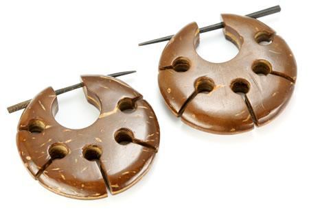 Coconut Shell Cheaters CS# 5- Stirrups Natural Body Jewelry - Price Per 2