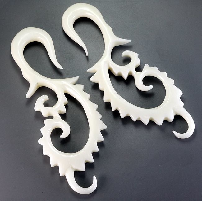 PUNCHY Natural Bone CARVED Organic Body Jewelry 2mm - 8mm - Price Per 1