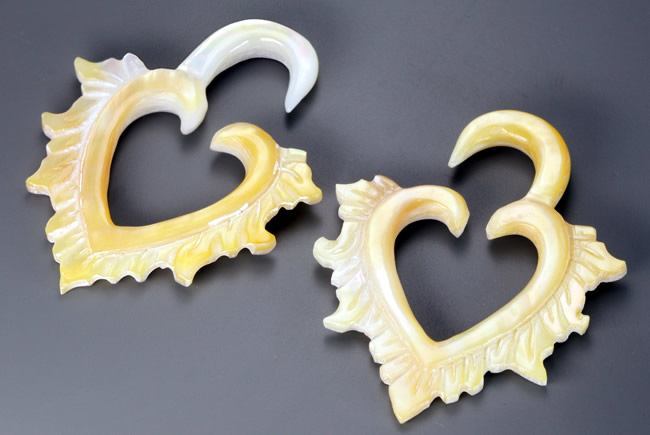 Mother of Pearl HEART Hanger Organic Jewelry - 2mm - 8mm - Price Per 1