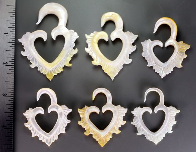 Mother of Pearl HEART Hanger Organic Jewelry - 2mm - 8mm - Price Per 1