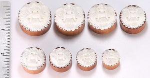 Resin MASK Face Inlayed on Saba Wood Organic Plug Body Jewelry 16mm - 30mm - Price per 1