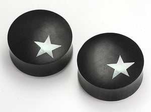 ARENG Wood with MOP STAR Inlay Double Flare Solid Natural Plug - 12mm - 34mm - Price Per 1