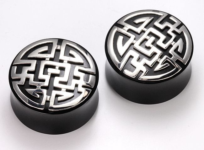 .925 ANCIENT Silver Cap on a Double Flared Horn Organic Plug 10mm-24mm - Price Per 1