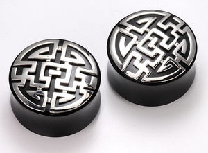 .925 ANCIENT Silver Cap on a Double Flared Horn Organic Plug 10mm-24mm - Price Per 1