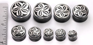.925 PINWHEEL Silver Cap on a Double Flared Horn Organic Plug 10mm-24mm - Price Per 1