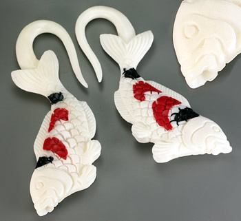 KOI FISH Hanger Carved from Bone - 1.5mm - 8mm - Price Per 1