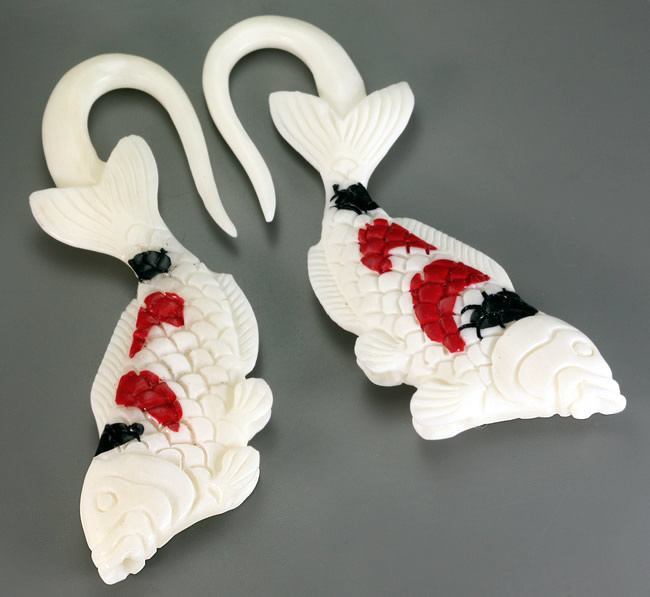 KOI FISH Hanger Carved from Bone - 1.5mm - 8mm - Price Per 1