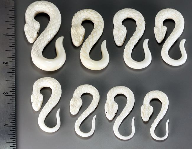White Snake Bone Hangers — Pick Size — Price Per 2