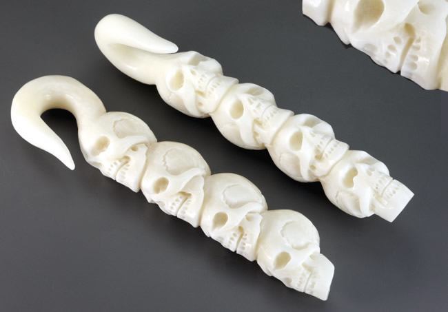 4 SKULLS Carved from Bone - 1.5mm - 8mm - Price Per 1