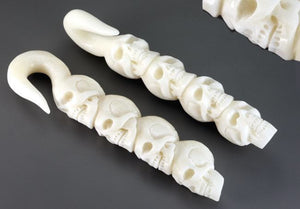 4 SKULLS Carved from Bone - 1.5mm - 8mm - Price Per 1