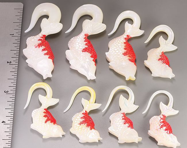 Mother of Pearl KOI FISH Hanger Organic Jewelry - 2mm - 9.5mm - Price Per 1