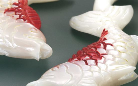 Mother of Pearl KOI FISH Hanger Organic Jewelry - 2mm - 9.5mm - Price Per 1