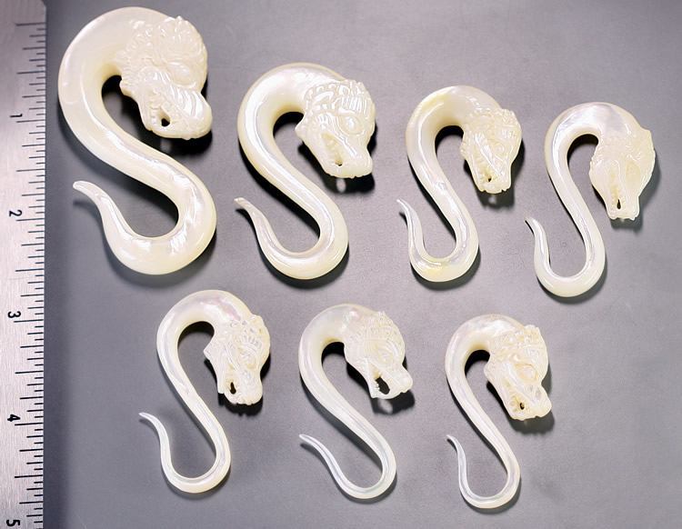 Mother of Pearl DRAGON HEAD Hanger Organic Jewelry - 2mm - 8mm - Price Per 1