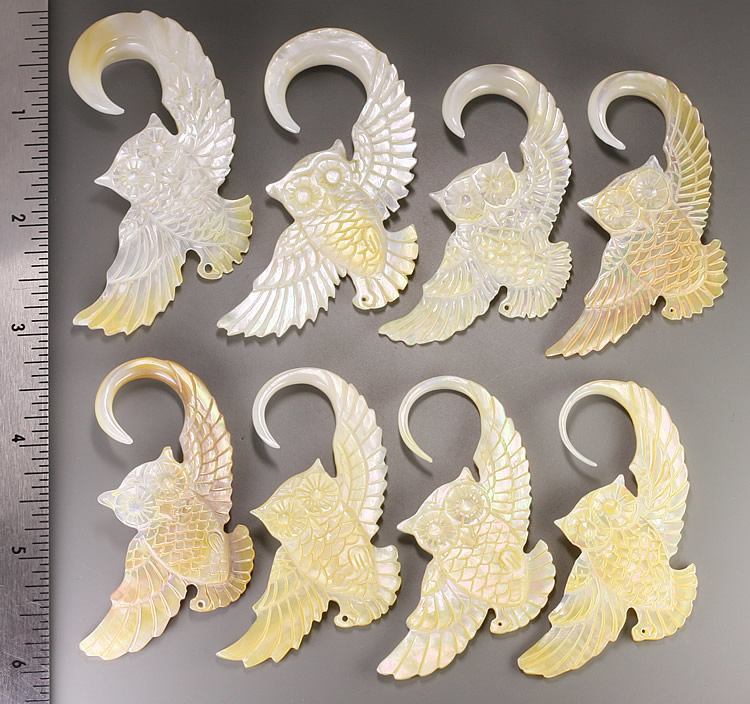 OWL Mother of Pearl Organic Jewelry - 2mm - 9.5mm - Price Per 2