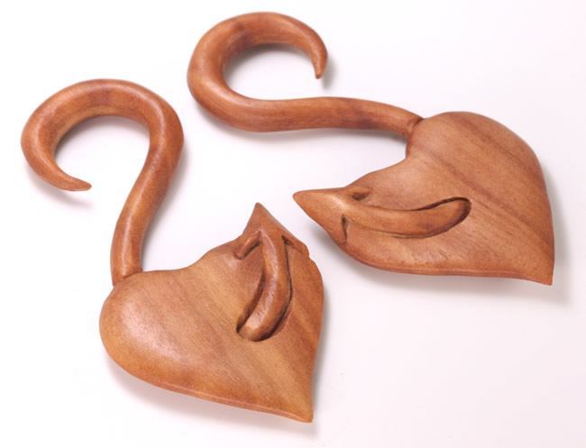 The DEVILS TAIL Red Saba Wood Hanger Earring Organic Body Jewelry - 3mm-12mm - Price Per 1