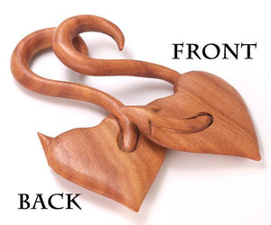 The DEVILS TAIL Red Saba Wood Hanger Earring Organic Body Jewelry - 3mm-12mm - Price Per 1