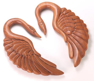 SWAN Red Saba Wood Hanger Earring Organic Body Jewelry - 3mm-12mm - Price Per 1