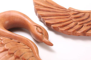 SWAN Red Saba Wood Hanger Earring Organic Body Jewelry - 3mm-12mm - Price Per 1