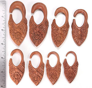 Ornate Shield Red Saba Wood Hanger — Price Per 1