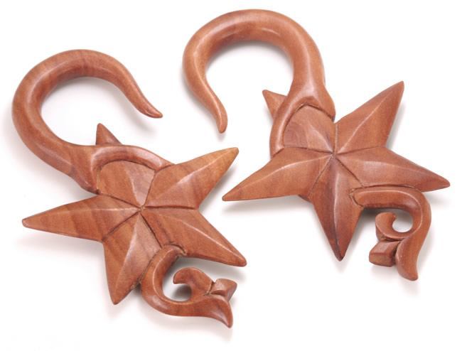 NAUTICAL STAR with Vines Red Saba Wood Hanger 3mm-12mm Price Per 1
