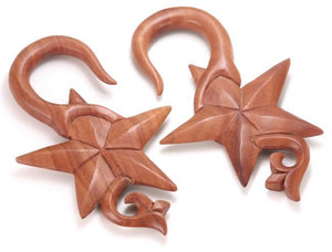 NAUTICAL STAR with Vines Red Saba Wood Hanger 3mm-12mm Price Per 1