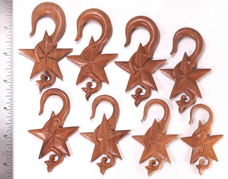 NAUTICAL STAR with Vines Red Saba Wood Hanger 3mm-12mm Price Per 1