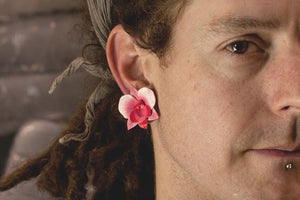 Leather MAGNOLIA Pink Double Flare Horn Plug 8mm - 50mm - Price Per 1