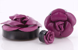 Georgia O'Keeffe Leather Flower Double Flare Horn Plug — Price Per 1