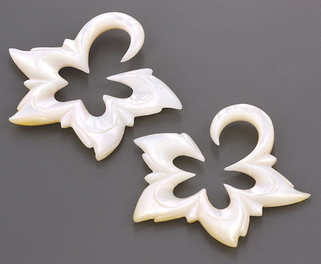 Mother of Pearl Star Flower Hanger — 2mm to 9.5mm — Price Per 2