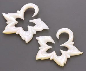 Mother of Pearl Star Flower Hanger — 2mm to 9.5mm — Price Per 2