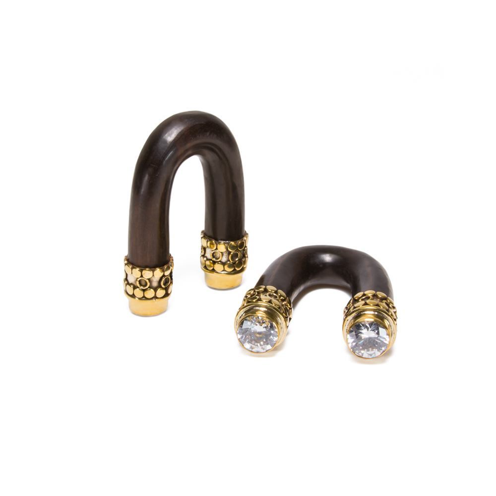 Crystal and Bronze U-Shaped Areng Wood Hanger — Price Per 1