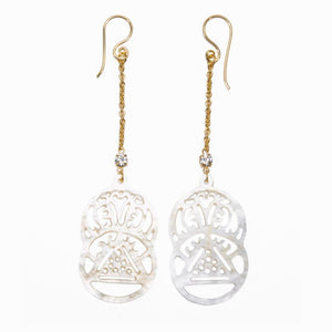 Vesica Pisces Mother of Pearl Jeweled Earrings - Price Per 2