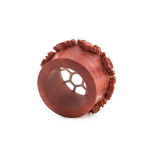 Saba Wood Plug with .925 Sterling Silver Honeycomb Inlay - 16mm-30mm - Price Per 1