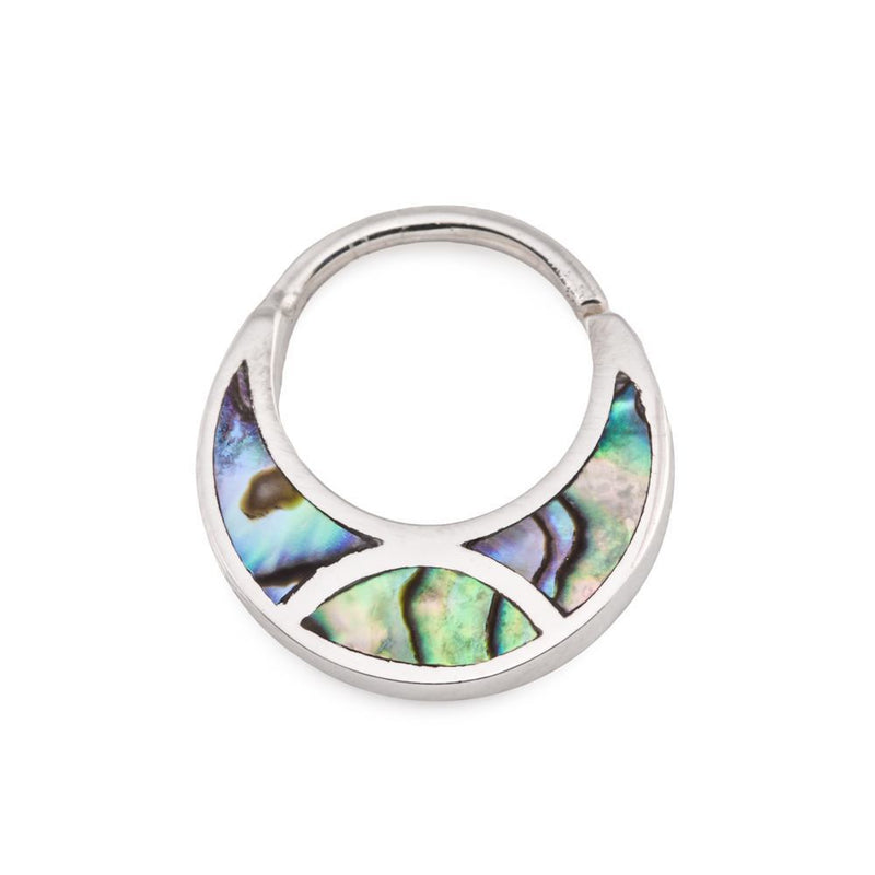 16g Abalone Shell Inlaid .925 Sterling Silver Plated Bendable Septum Ring