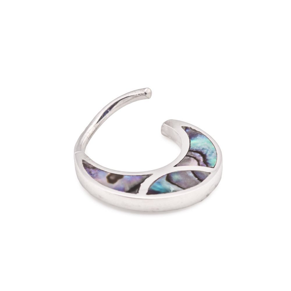 16g Abalone Shell Inlaid .925 Sterling Silver Plated Bendable Septum Ring