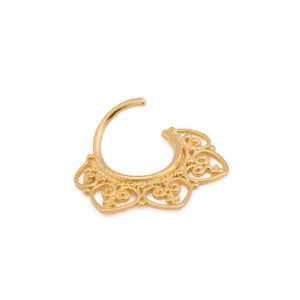 18g Yellow Gold Plated Triple Filigree Heart Bendable Septum Ring