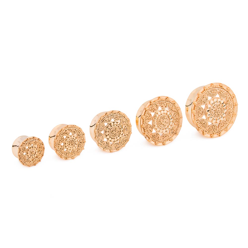 Tribal Sunshine Gold Plated Plug — Price Per 1