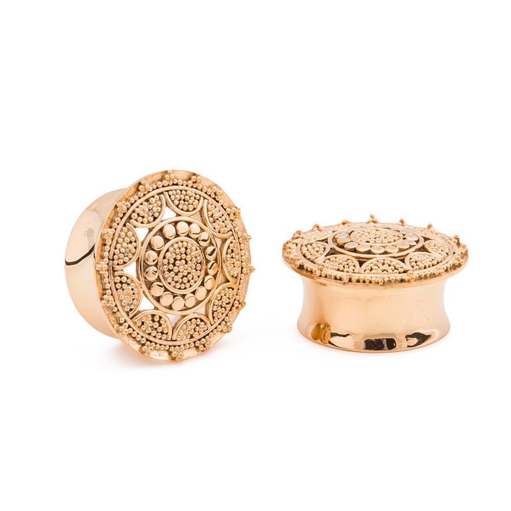 Tribal Sunshine Gold Plated Plug — Price Per 1