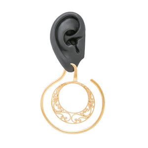 French Filigree Crescent Gold Plated Ear Weight — 4mm Thick — Price Per 1