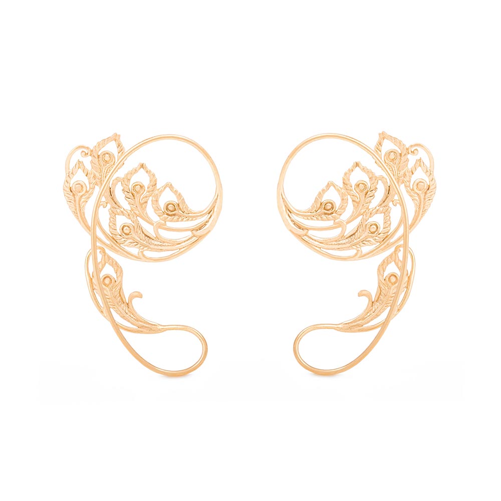 Peacock Feathered Gold Plated Ear Wrap — Price Per 2