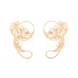 Peacock Feathered Gold Plated Ear Wrap — Price Per 2