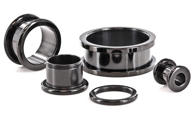 Black PVD Coated Threaded Tunnel - 10g up to 1â - Price Per 1