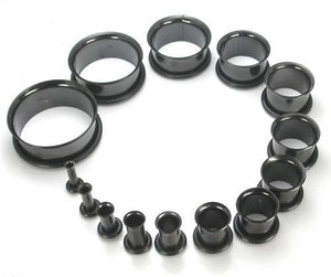 10g - 1” Black PVD Coated Single Flare Steel Tunnel – Price Per 1