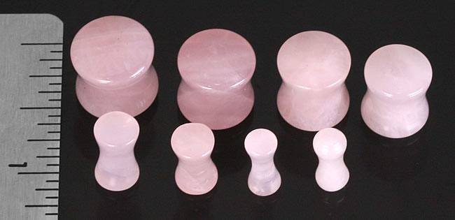 Double Flare Rose Quartz Stone Plug — Price Per Pair