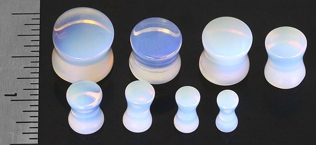 Double Flare Opalite Glass Plug — Price Per Pair