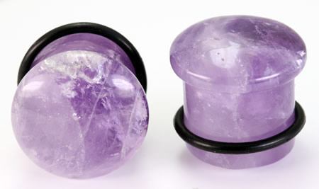 Top Hat AMETHYST STONE Plug with Black Oring - 8g - 9/16" - Price Per 1