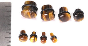 Top Hat BROWN TIGER EYE STONE Plug with Black Oring - 8g - 9/16" - Price Per 1
